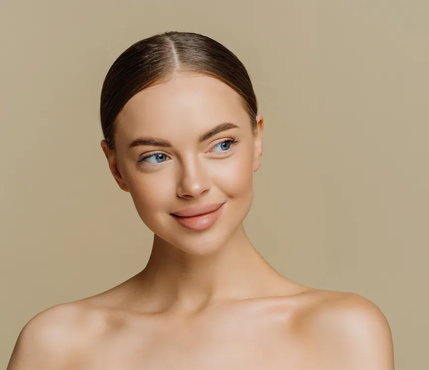 Woman with smooth, natural-looking skin