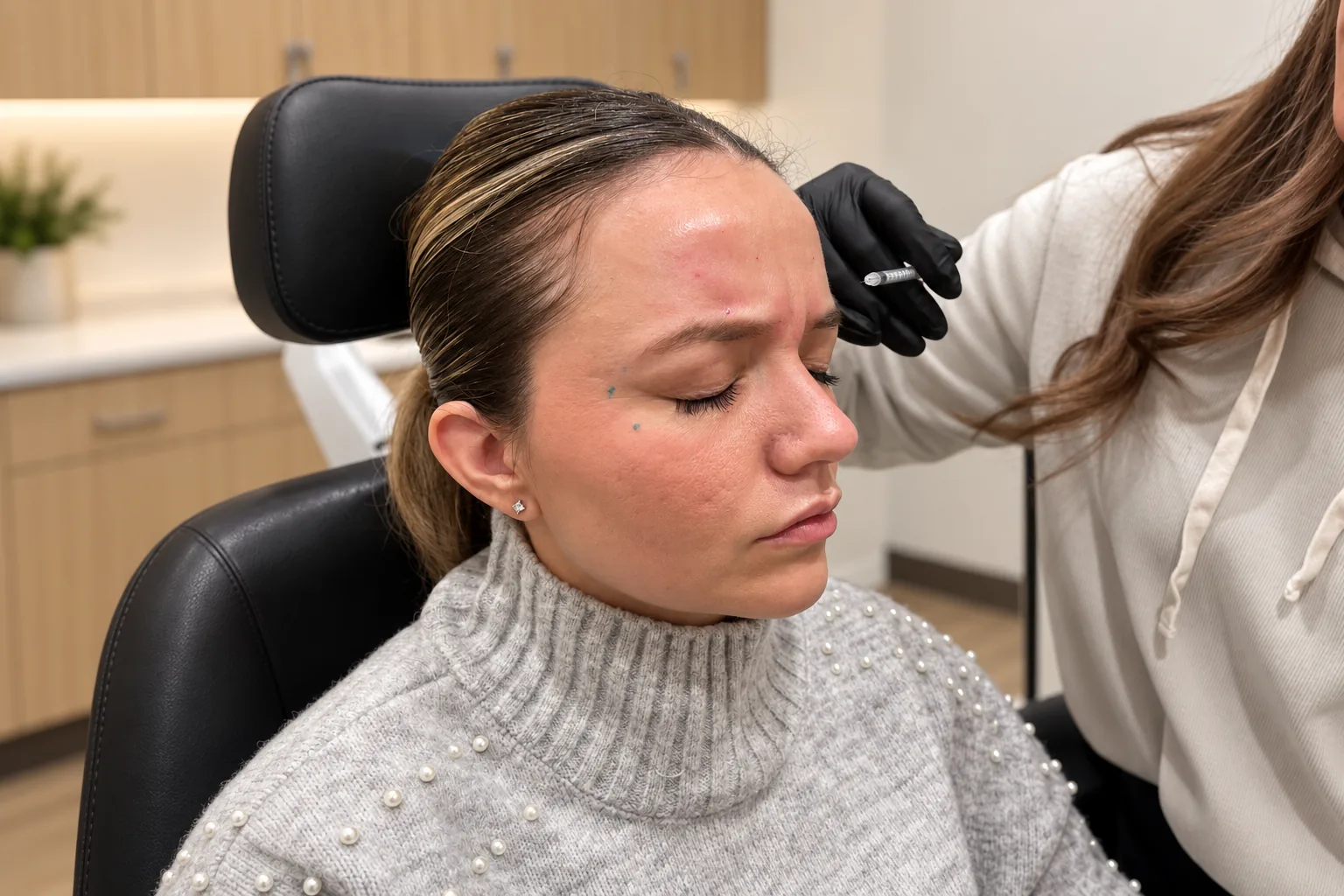 Client during a Botox treatment in the treatment chair
