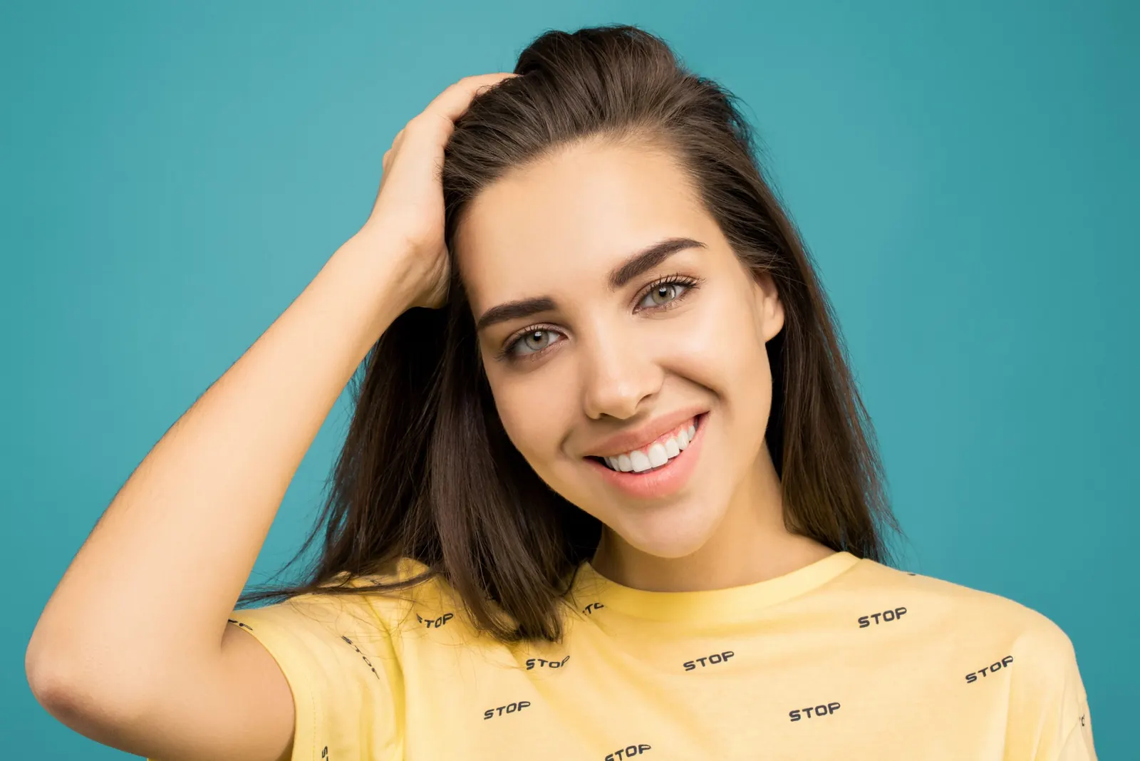 Smiling woman with healthy, voluminous hair