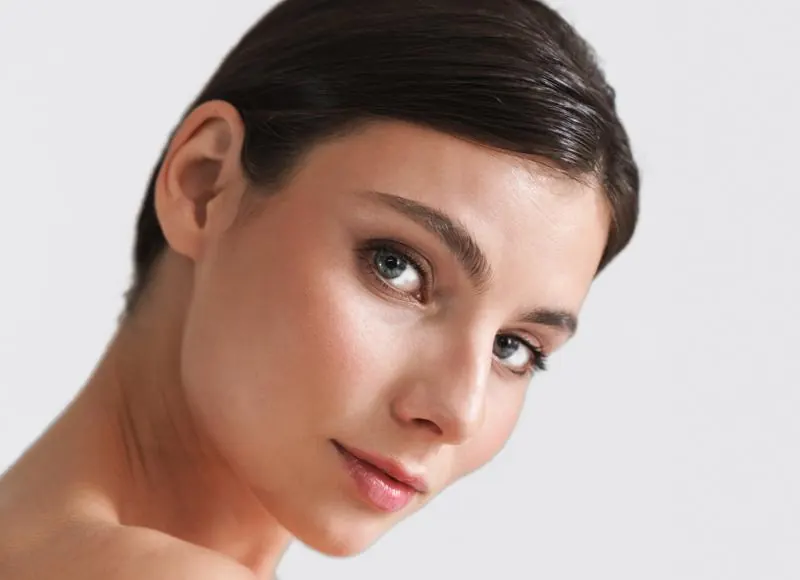 Woman with smooth, natural-looking skin