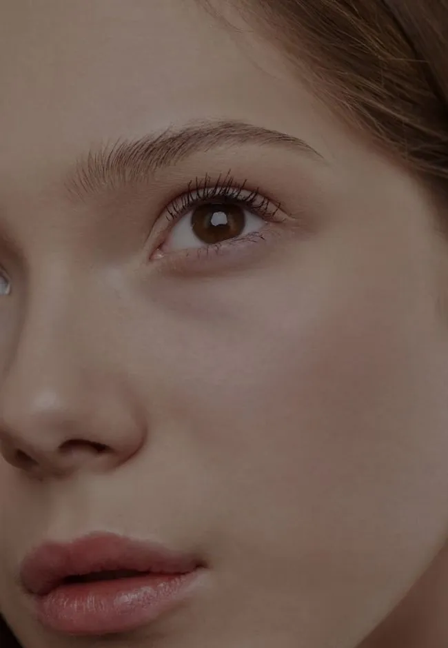 Close-up of a rested, bright under-eye area