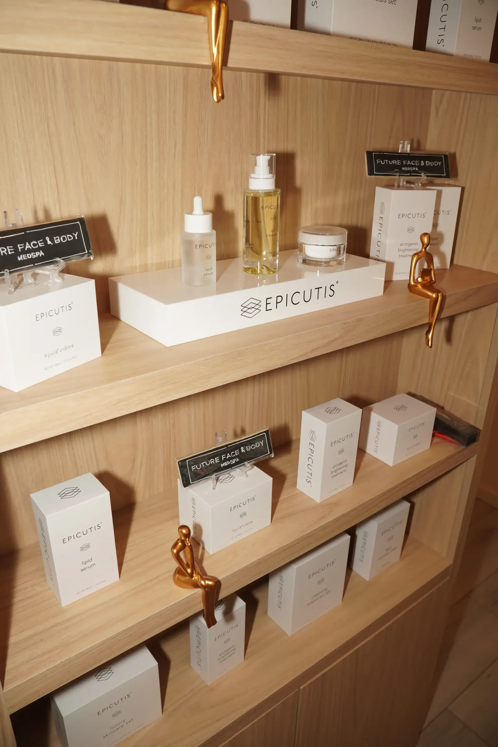 Skincare shelves inside Future Face & Body on the Upper West Side